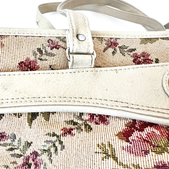 Vintage 80s MITZI Floral Tapestry Carpet Shoulder Tote Bag - Picture 12 of 17